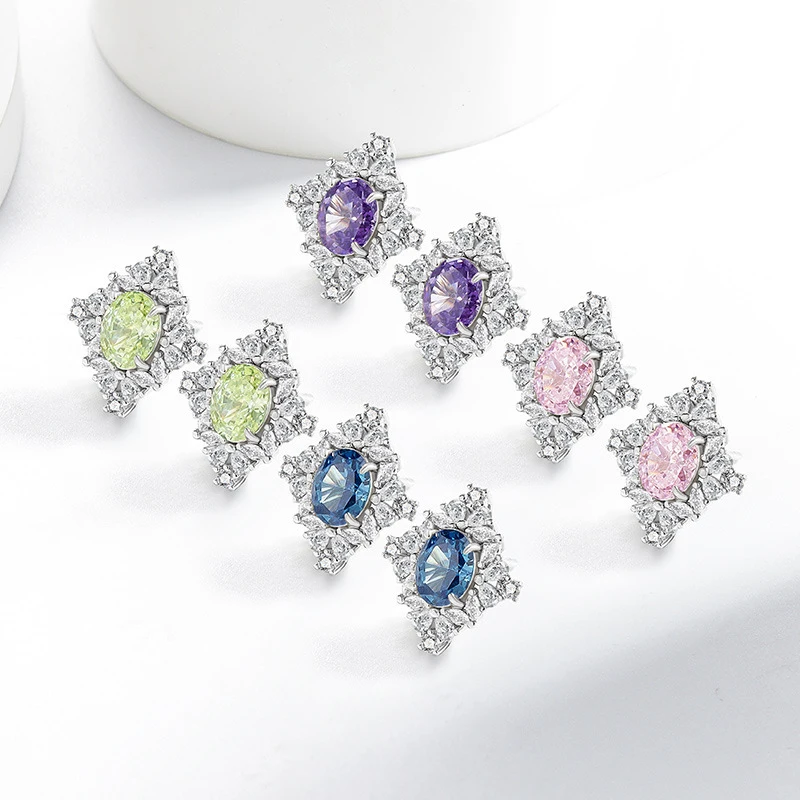 Huitan Full Zircon Stud Earrings for Women Blue/Purple/Red/Pink/Black/White/Green Oval CZ Wedding Trend Female Luxury Jewelry
Huitan Full Zircon Stud Earrings for Women Blue/Purple/Red/Pink/Black/White/Green Oval CZ Wedding Trend Female Luxury Jewelry