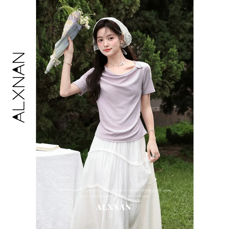 ALXNAN Purple T-shirt Women Summer New Cowl Neck Waist Ruched T-shirts 2026 Casual Fashion Short Sleeve Tops Female L65009
ALXNAN Purple T-shirt Women Summer New Cowl Neck Waist Ruched T-shirts 2026 Casual Fashion Short Sleeve Tops Female L65009