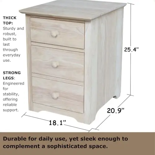 Solid Parawood 3-Drawer Nightstand With Thick Top And Sturdy Legs, Unfinished For Custom Stain Or Paint, 18.1W x 20.9D x 25.4H
Solid Parawood 3-Drawer Nightstand With Thick Top And Sturdy Legs, Unfinished For Custom Stain Or Paint, 18.1W x 20.9D x 25.4H