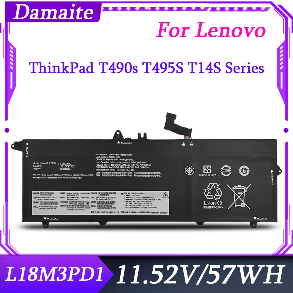 L18M3PD1 L18C3PD2 57WH Laptop Battery For Lenovo ThinkPad T14S T490S T495S Series L18L3PD1 L18C3PD1 L18M3PD2 02DL013 02DL01
L18M3PD1 L18C3PD2 57WH Laptop Battery For Lenovo ThinkPad T14S T490S T495S Series L18L3PD1 L18C3PD1 L18M3PD2 02DL013 02DL01
