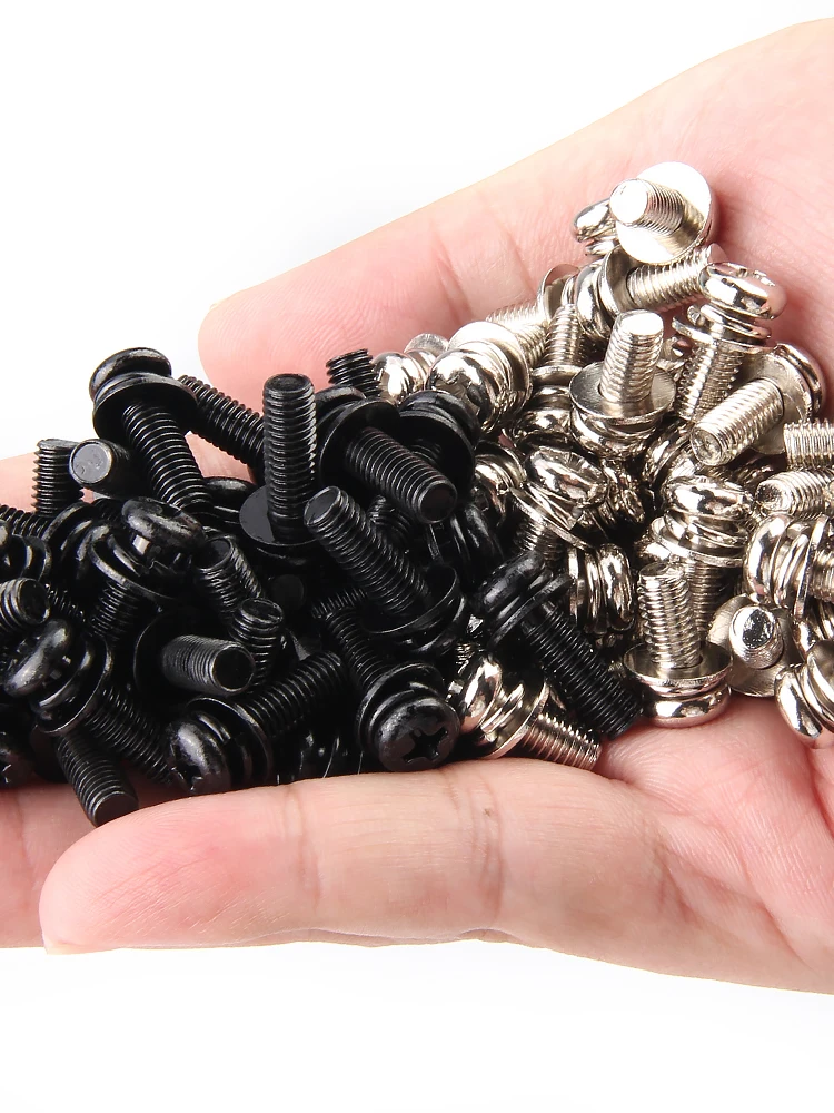 10~100pcs M2 M2.5 M3 M4 M5M6 Black/Nickel Plating Cross Round Head Screw Phillips Pan Head Washer Spring Gasket Bolt Combination
10~100pcs M2 M2.5 M3 M4 M5M6 Black/Nickel Plating Cross Round Head Screw Phillips Pan Head Washer Spring Gasket Bolt Combination