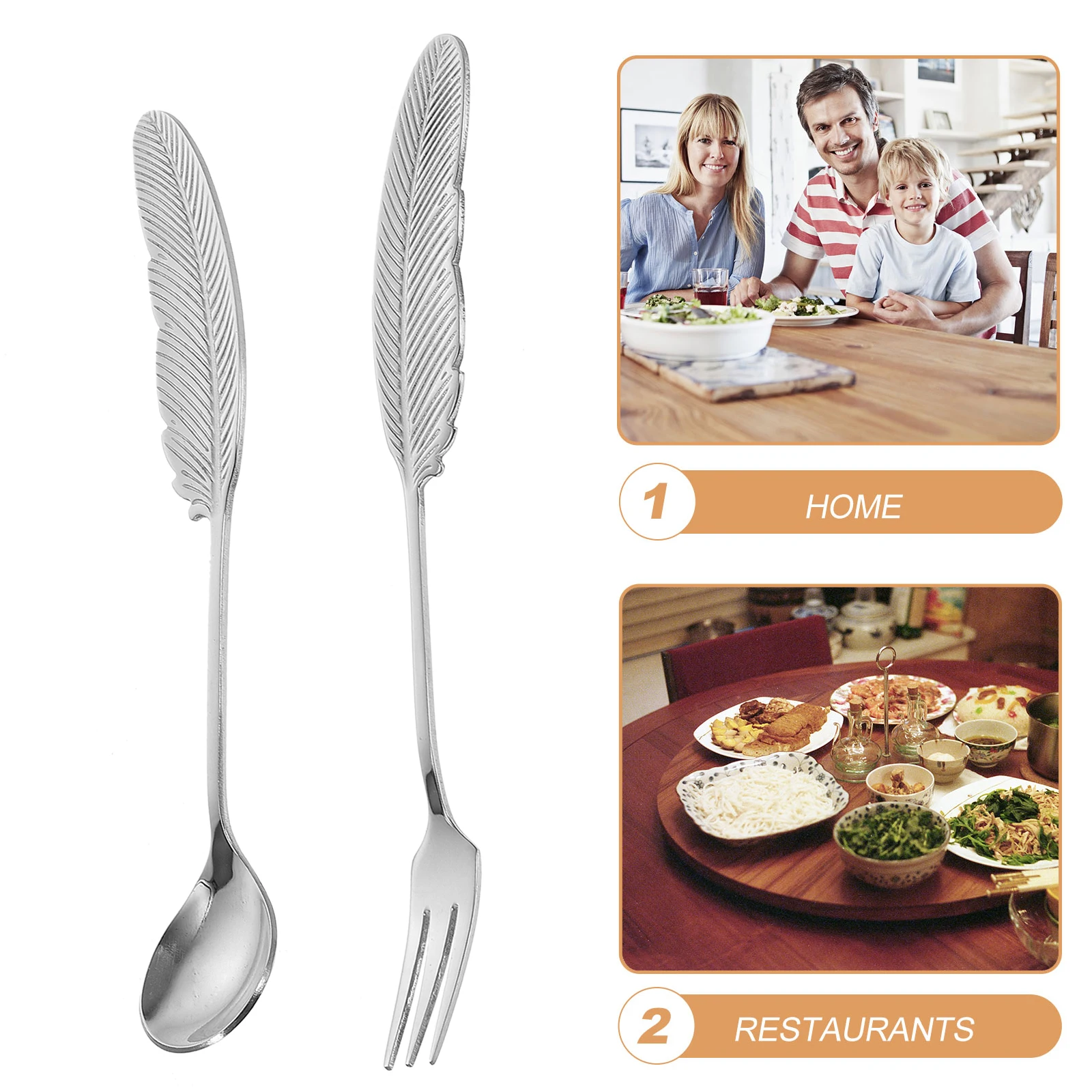 1 set 1 Set Stainless Steel Dessert Spoon Fork Set Plume Shape Ice Cream Coffee Tableware Metal Fruit Fork Home 
1 set 1 Set Stainless Steel Dessert Spoon Fork Set Plume Shape Ice Cream Coffee Tableware Metal Fruit Fork Home