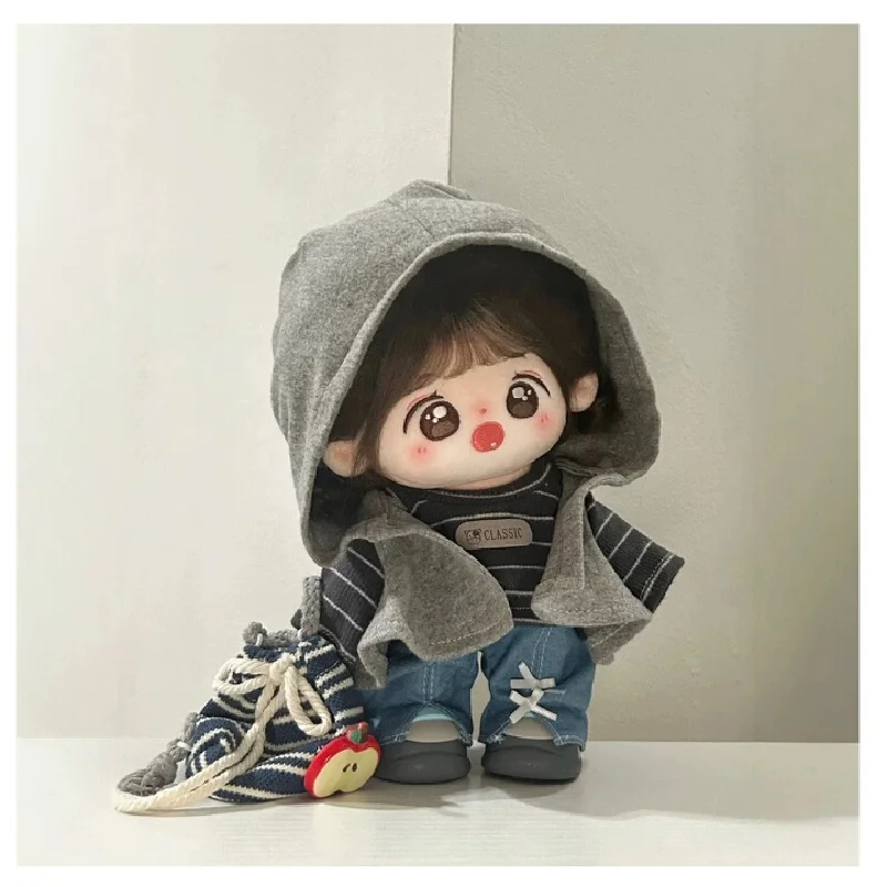 Classic cotton baby clothing 20cm neutral hooded cardigan set with striped top denim jeans drawstring bag plush baby doll col
Classic cotton baby clothing 20cm neutral hooded cardigan set with striped top denim jeans drawstring bag plush baby doll col