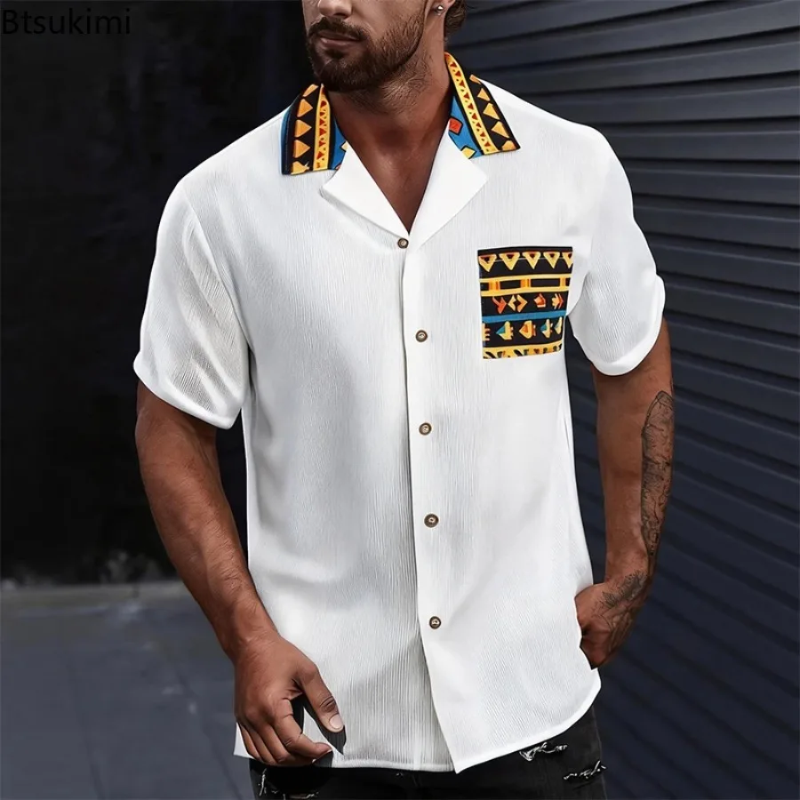 2026 New Men's Summer Short Sleeve Shirts Solid Color Ethnic Printing Retro Cardigan Tops Fashion Streetwear Daily Lapel Blouse
2026 New Men's Summer Short Sleeve Shirts Solid Color Ethnic Printing Retro Cardigan Tops Fashion Streetwear Daily Lapel Blouse