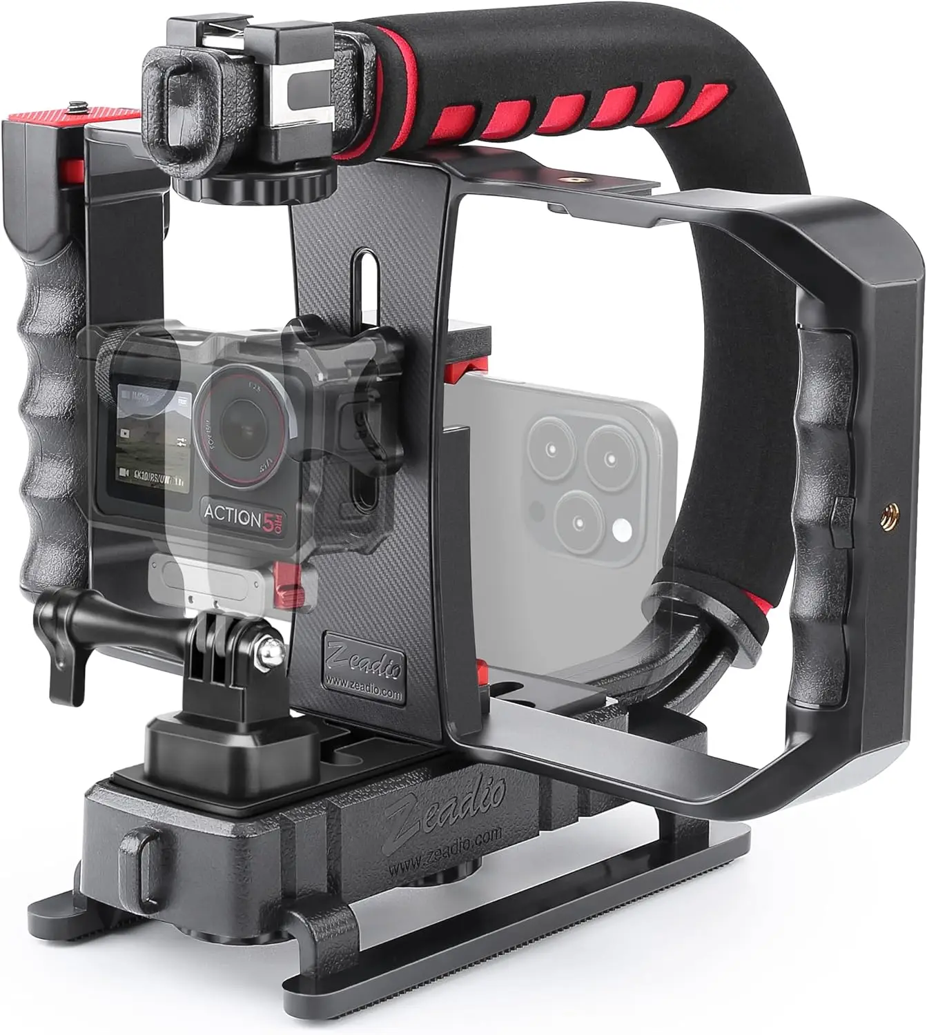 Universal Camera Smartphone Handheld Stabilizer with Triple Cold-Shoe Handle Grip, Compatible with All Cameras and Smartphones
Universal Camera Smartphone Handheld Stabilizer with Triple Cold-Shoe Handle Grip, Compatible with All Cameras and Smartphones
