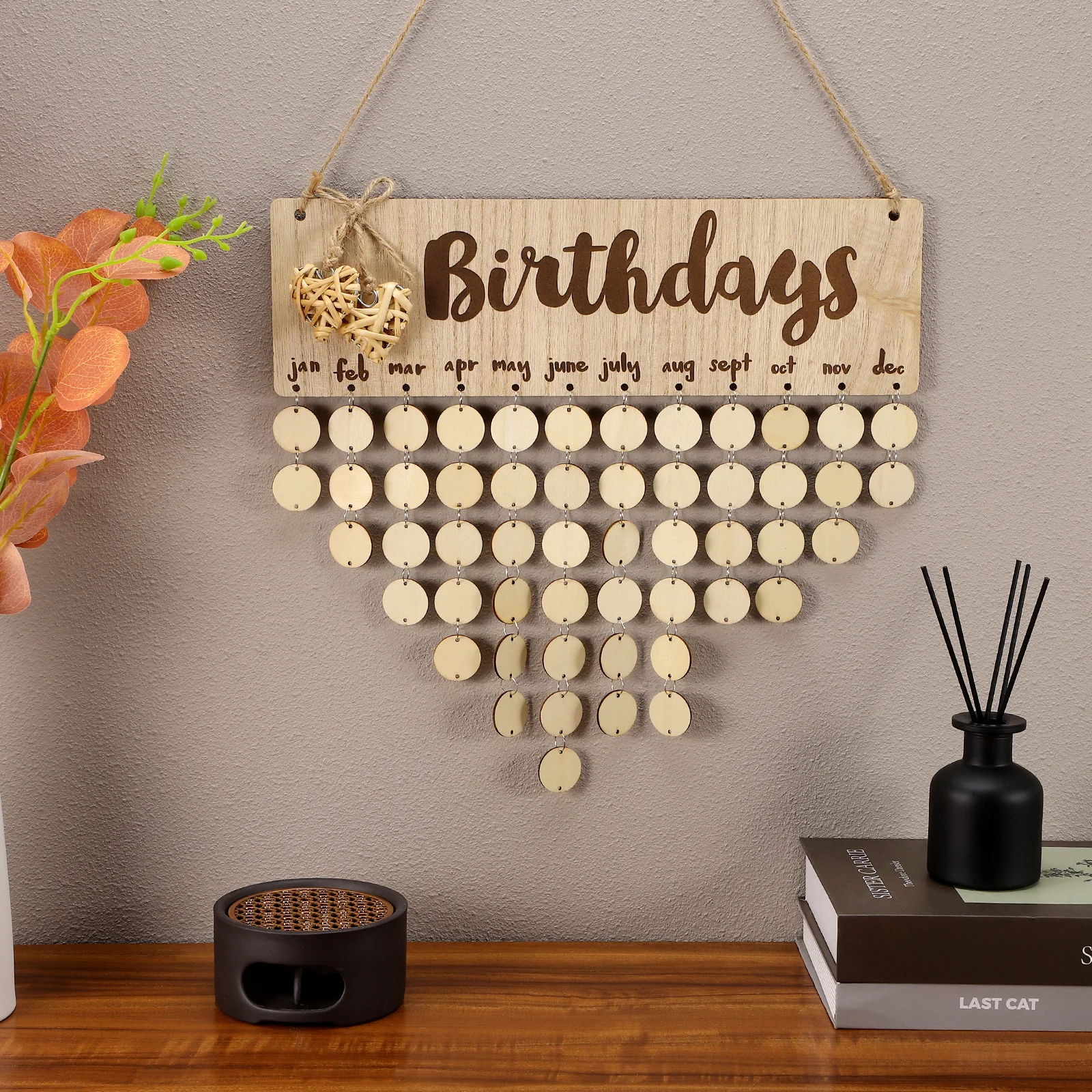 DIY Wooden Calendar Plaque with Birthday Discs Rotate and Write System Wall Hanging Organizer for Family Celebrations
DIY Wooden Calendar Plaque with Birthday Discs Rotate and Write System Wall Hanging Organizer for Family Celebrations