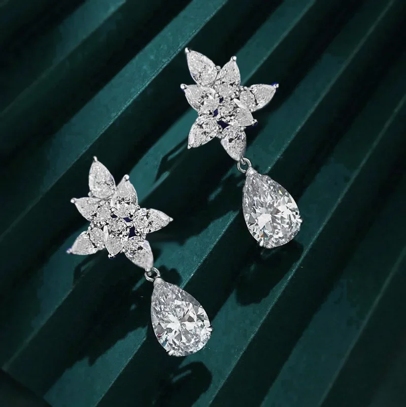 Charm Flower Lab Moissanite Diamond Dangle Earring 100% Real 925 sterling silver Party Wedding Drop Earrings for Women Jewelry
Charm Flower Lab Moissanite Diamond Dangle Earring 100% Real 925 sterling silver Party Wedding Drop Earrings for Women Jewelry