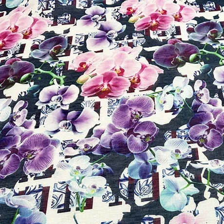 High Quality Shiny Regular Digital Printed Butterfly Orchid Flowes SIlk Linen Fabric Hemp for Women Men Cloth Dress Shirt
High Quality Shiny Regular Digital Printed Butterfly Orchid Flowes SIlk Linen Fabric Hemp for Women Men Cloth Dress Shirt