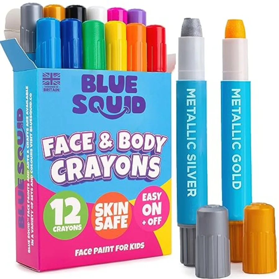 Blue Squid Face Paint Crayons - 12 Vibrant Colors Twistable and Washable Face Paint Sticks - Face Painting Kit for Party, Hallo
Blue Squid Face Paint Crayons - 12 Vibrant Colors Twistable and Washable Face Paint Sticks - Face Painting Kit for Party, Hallo
