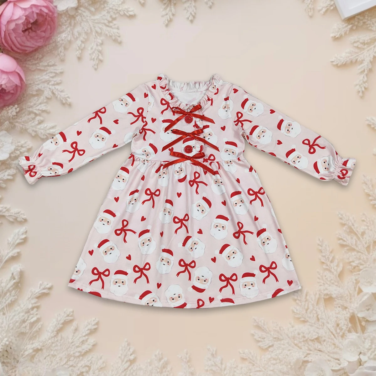 Baby Girls Dress Buttons Long Sleeve Bows Santa Christmas Knee Length Dresses Infant Toddler One Piece Children Kids Clothing
Baby Girls Dress Buttons Long Sleeve Bows Santa Christmas Knee Length Dresses Infant Toddler One Piece Children Kids Clothing