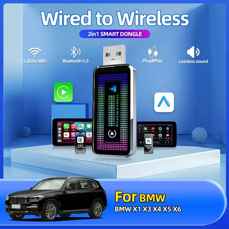 2in1 Wireless CarPlay Android Auto Wireless Smart Dongle Mini Box Plug And Play For BMW X1 X3 X4 X5 X6 car accessory tools
2in1 Wireless CarPlay Android Auto Wireless Smart Dongle Mini Box Plug And Play For BMW X1 X3 X4 X5 X6 car accessory tools