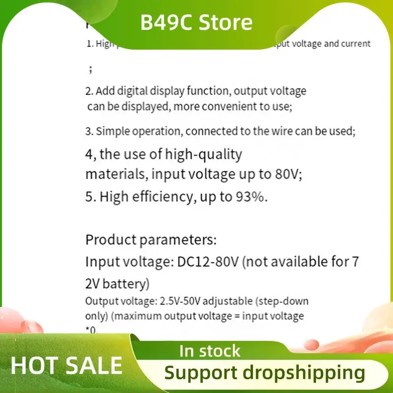 B49C DC12-80V 20A Step-Down Power Module Current Constant Voltage Voltage Current Display 600W Buck Converter Module Easy Instal
B49C DC12-80V 20A Step-Down Power Module Current Constant Voltage Voltage Current Display 600W Buck Converter Module Easy Instal