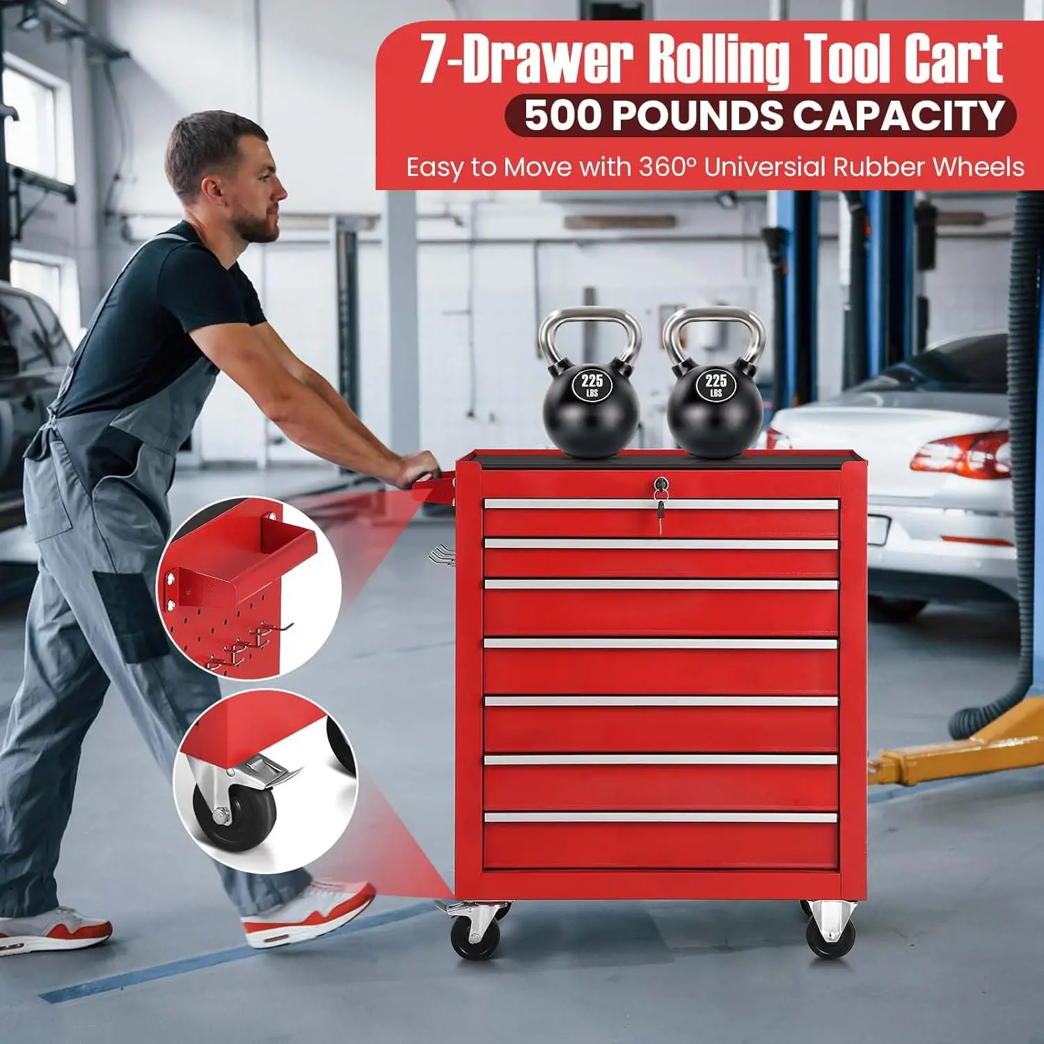 Customized OEM Metal Tool Chest Cabinet Trolley 4" PP Wheels 300kg Load Capacity Key Lock 7 Drawers Workshop Garage Storage
Customized OEM Metal Tool Chest Cabinet Trolley 4" PP Wheels 300kg Load Capacity Key Lock 7 Drawers Workshop Garage Storage