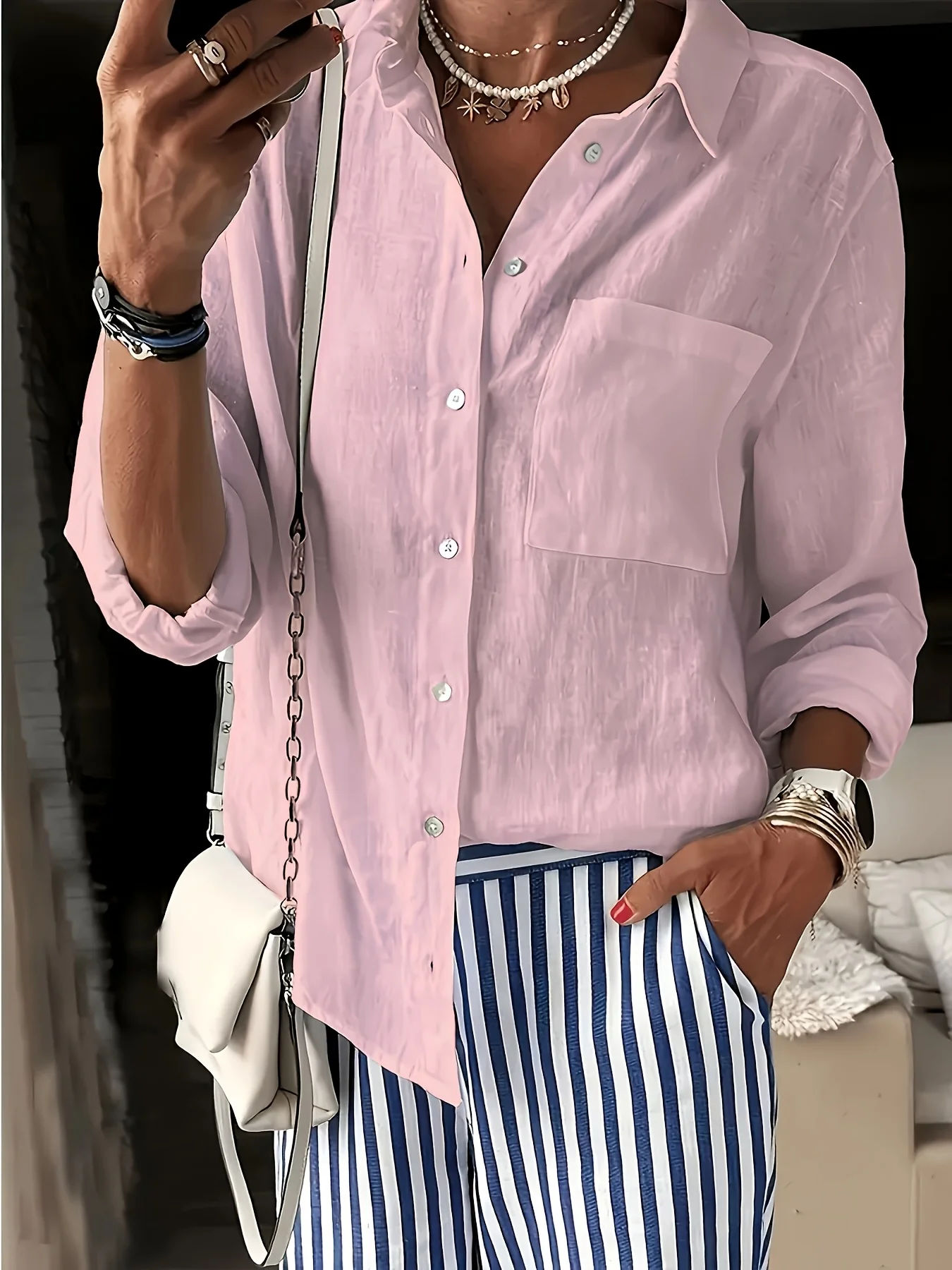 Temperament Loose Woman Shirt Fashion Casual Blouse Elegant long Sleeve Woman Shirt Holiday Weekend Top
Temperament Loose Woman Shirt Fashion Casual Blouse Elegant long Sleeve Woman Shirt Holiday Weekend Top