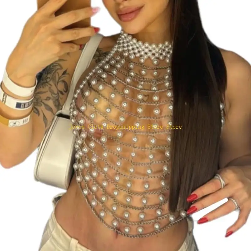Pearls Body Chain Bra Multilayer Body Chain Harness Body Jewelry Accessories 10CD
Pearls Body Chain Bra Multilayer Body Chain Harness Body Jewelry Accessories 10CD