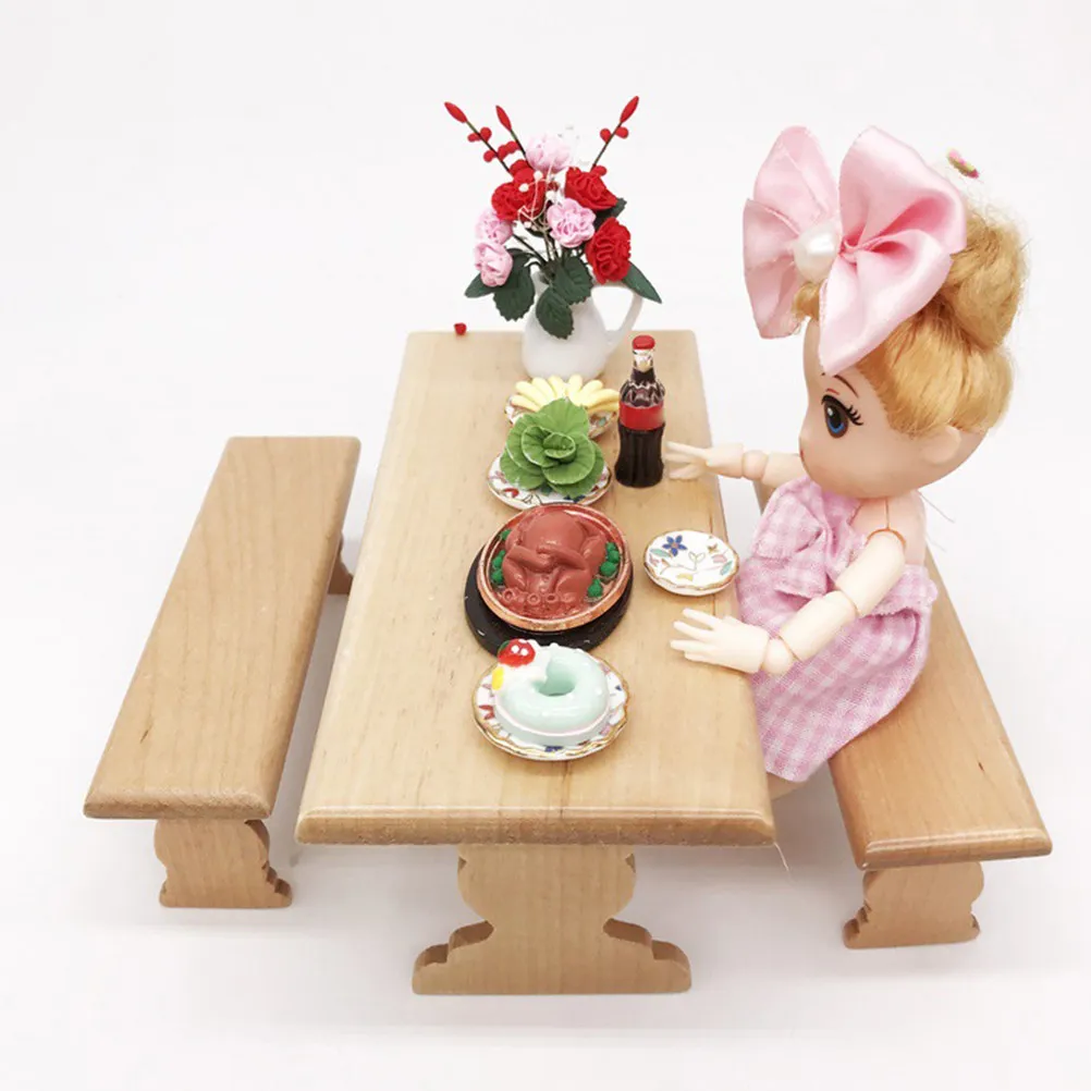 1Set Wooden Miniature Furniture Exquisite Lifelike Table Bench Adorable House Decoration Craftsmanship Design High Realistic
1Set Wooden Miniature Furniture Exquisite Lifelike Table Bench Adorable House Decoration Craftsmanship Design High Realistic