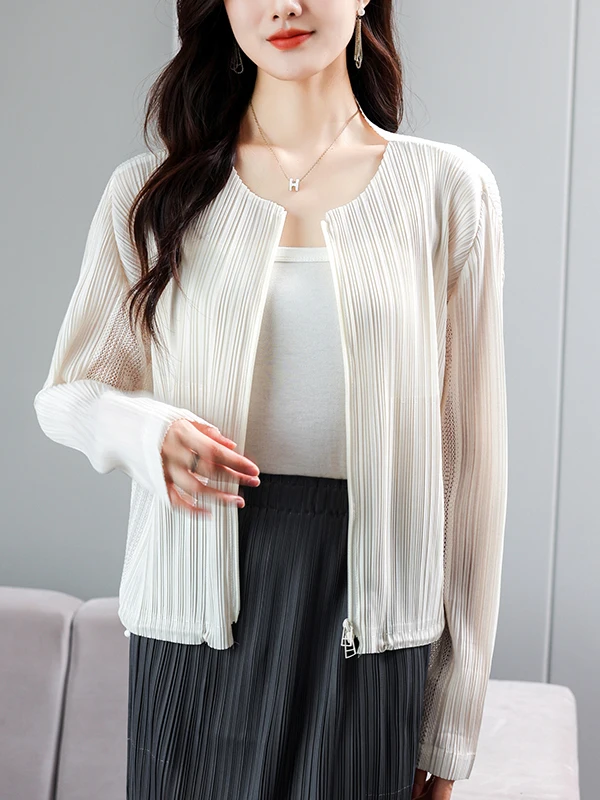 High-End Women's Zipper Short Jacket Spring Summer Loose Fit Thin Pure Color Pleated Top Anti-Aging Versatile Casual Outerwear
High-End Women's Zipper Short Jacket Spring Summer Loose Fit Thin Pure Color Pleated Top Anti-Aging Versatile Casual Outerwear