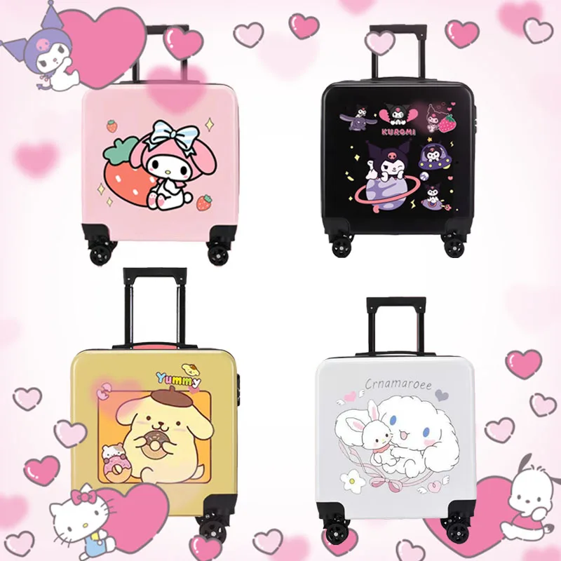 Аниме Sanrioed Mymelody Cinnamoroll Kuromi Детская универсальная тележка на колесах, мультяшный чемодан для путешествий, портативный пландинг, подарок
Аниме Sanrioed Mymelody Cinnamoroll Kuromi Детская универсальная тележка на колесах, мультяшный чемодан для путешествий, портативный пландинг, подарок