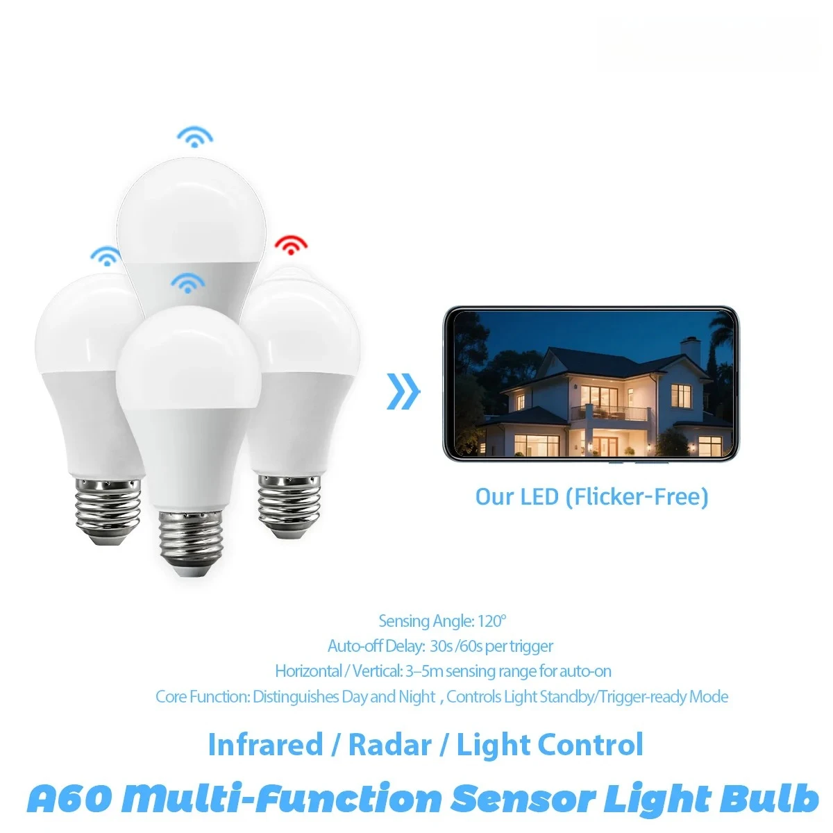 5Pack E27 100-240V Radar PIR Light Sensor LED Bulb White Light Auto On Off Lamp for Outdoor Stairs Pathway Security Lighting
5Pack E27 100-240V Radar PIR Light Sensor LED Bulb White Light Auto On Off Lamp for Outdoor Stairs Pathway Security Lighting