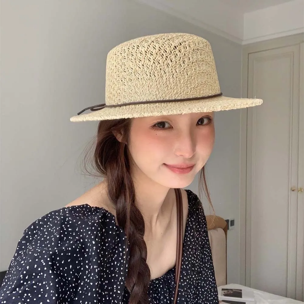 With Bow Straw Boater Hat Breathable Mesh Sun Protection Handwoven Sun Cap Lightweight Adjustable Flat Top Beach Hat
With Bow Straw Boater Hat Breathable Mesh Sun Protection Handwoven Sun Cap Lightweight Adjustable Flat Top Beach Hat