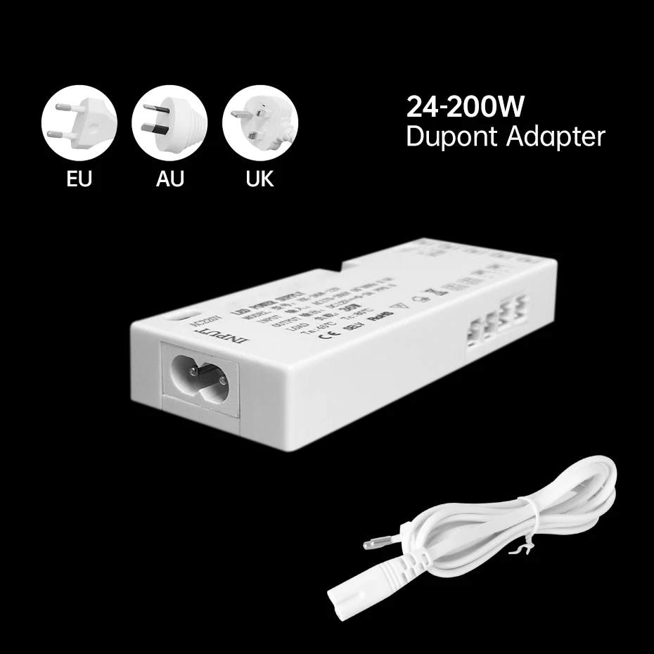 24W-200W LED Cabinet Light Driver Transformer Power Supply AC220V to DC12V/24V EU/AU/UK Plug for Dupont Connector LED Strip
24W-200W LED Cabinet Light Driver Transformer Power Supply AC220V to DC12V/24V EU/AU/UK Plug for Dupont Connector LED Strip