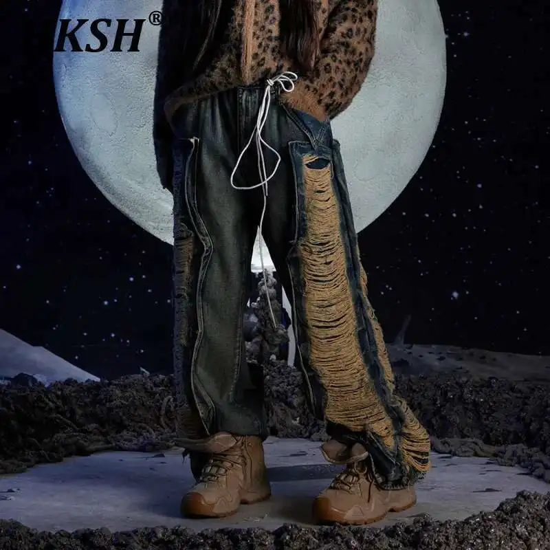 HKSH Men's Spring Autumn New Three-dimensional Spliced Structure Heavy Holes Hip-hop Vintage Jeans Chic Punk Denim Pants HK3362
HKSH Men's Spring Autumn New Three-dimensional Spliced Structure Heavy Holes Hip-hop Vintage Jeans Chic Punk Denim Pants HK3362