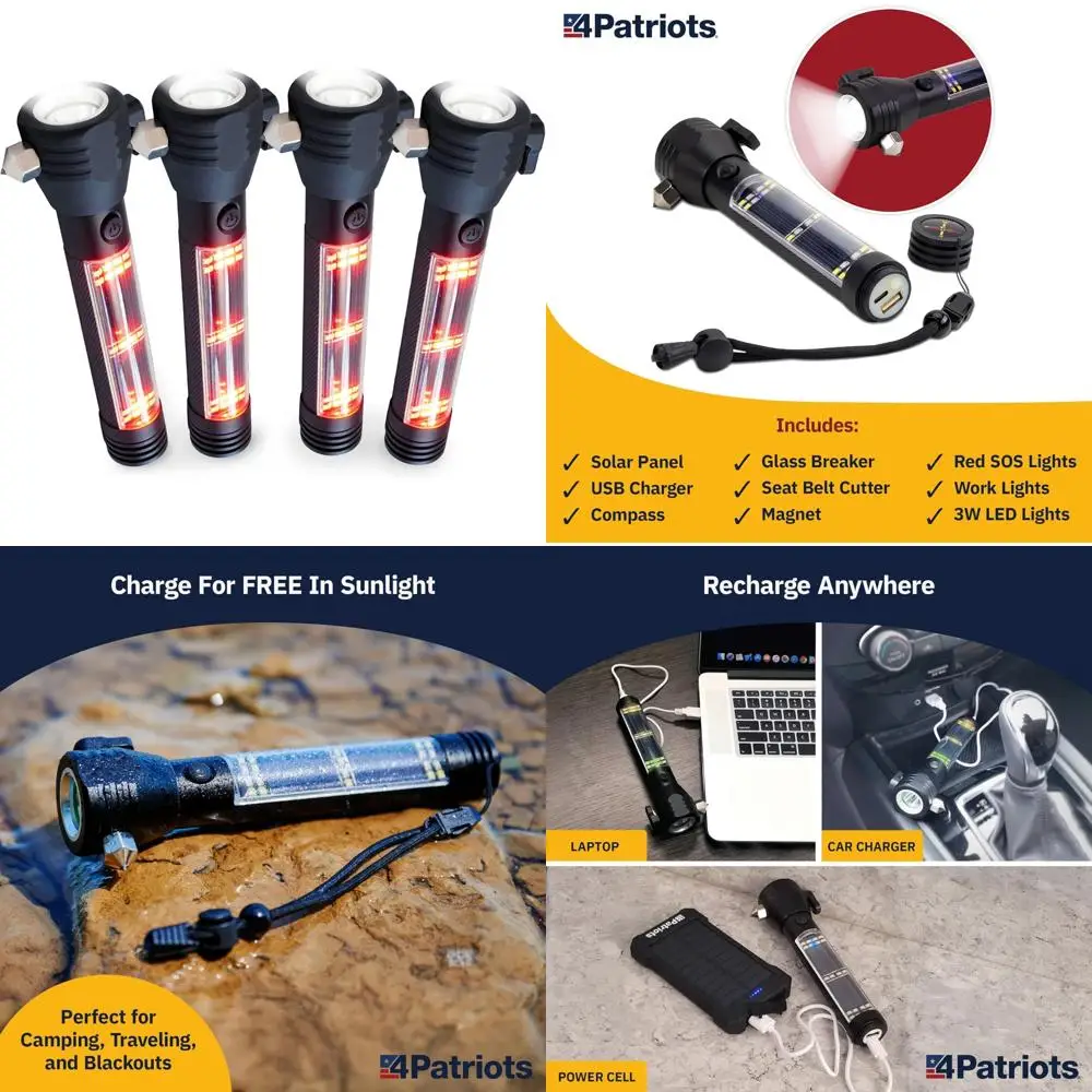 Emergency Solar Tactical Flashlight 4-Pack: Multi-Functional Power Bank with Long-Lasting Battery Life
Emergency Solar Tactical Flashlight 4-Pack: Multi-Functional Power Bank with Long-Lasting Battery Life