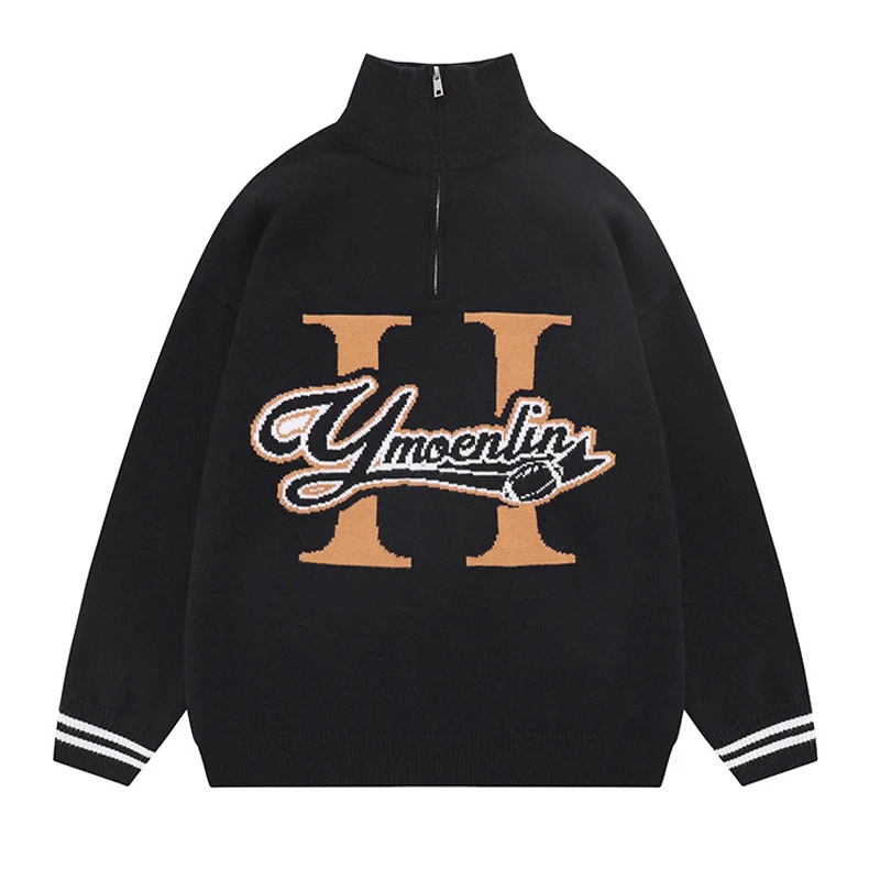 Letter Embroidery Knitted Sweaters Men Half-Ziplong-sleeved Sweater Men's Fall Pullovers Korean Casual Oversize Couple Sweaters
Letter Embroidery Knitted Sweaters Men Half-Ziplong-sleeved Sweater Men's Fall Pullovers Korean Casual Oversize Couple Sweaters