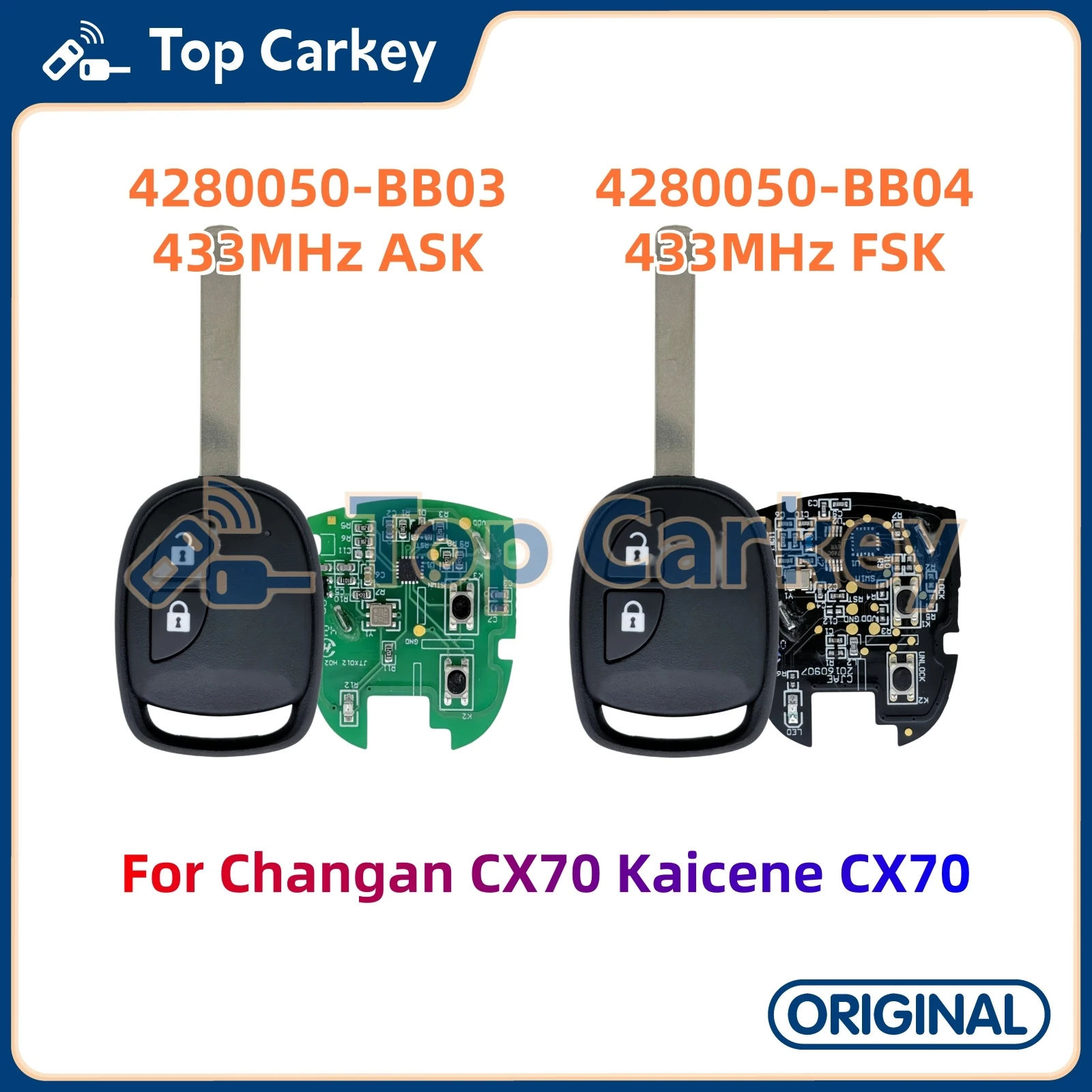 TopCarkey 4280050-BB03 4280050-BB04 Original Remote Control Key 433MHz for Changan CX70 Kaicene CX70
TopCarkey 4280050-BB03 4280050-BB04 Original Remote Control Key 433MHz for Changan CX70 Kaicene CX70
