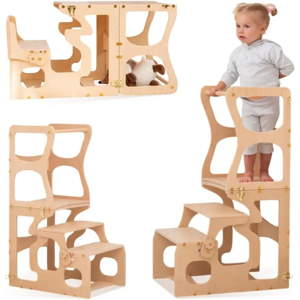 EU-Made Toddler Tower with Shape Cutouts, Kitchen Stool, and Standing Features
EU-Made Toddler Tower with Shape Cutouts, Kitchen Stool, and Standing Features