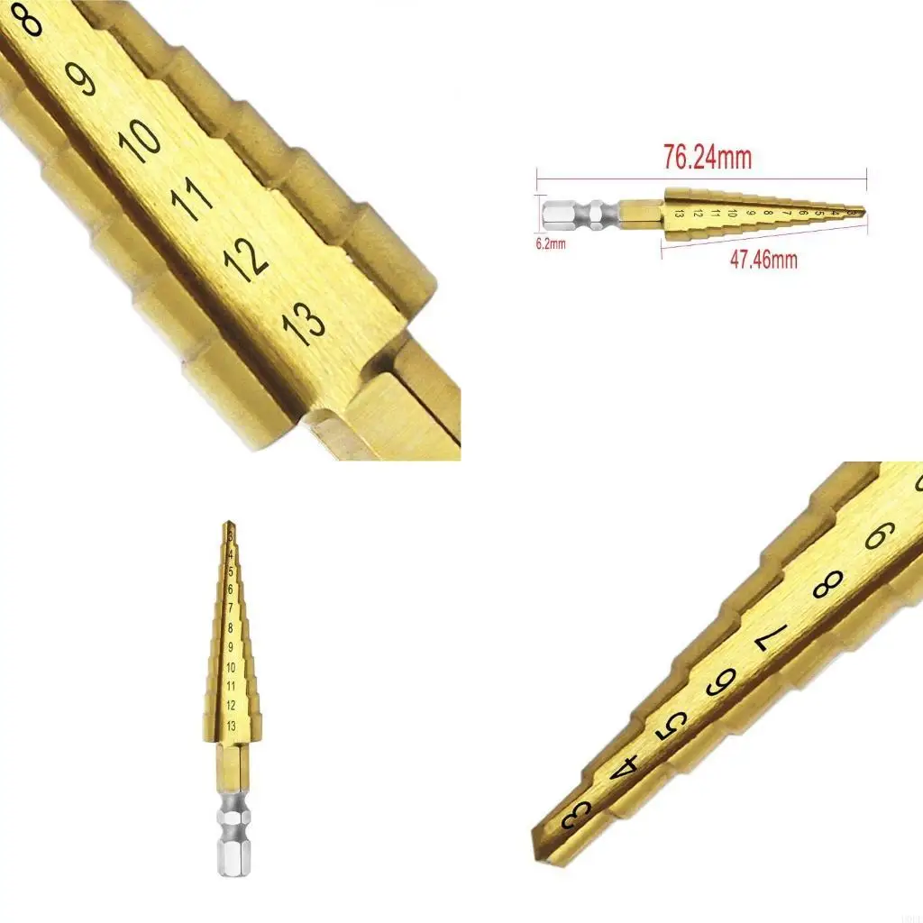 3-13mm HSS for Titanium Coated Step Drill Bit Cone Shank Reaming Power Tools for Metal
3-13mm HSS for Titanium Coated Step Drill Bit Cone Shank Reaming Power Tools for Metal