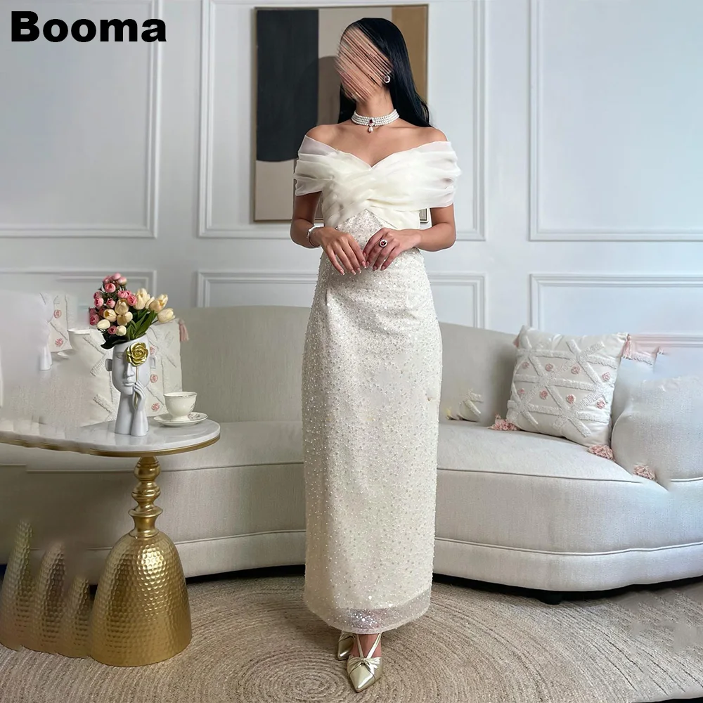 Booma Ivory Mermaid Evening Dresses Off Shoulder Sequins Pearls Wedding Party Gowns Ankle Length Prom Dress for Women Dubai
Booma Ivory Mermaid Evening Dresses Off Shoulder Sequins Pearls Wedding Party Gowns Ankle Length Prom Dress for Women Dubai
