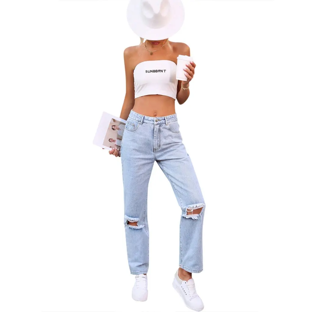 Женские свободные рваные прямые джинсовые брюки с высокой талией и широкими штанинами, модная мода в европейском и американском стиле
Женские свободные рваные прямые джинсовые брюки с высокой талией и широкими штанинами, модная мода в европейском и американском стиле