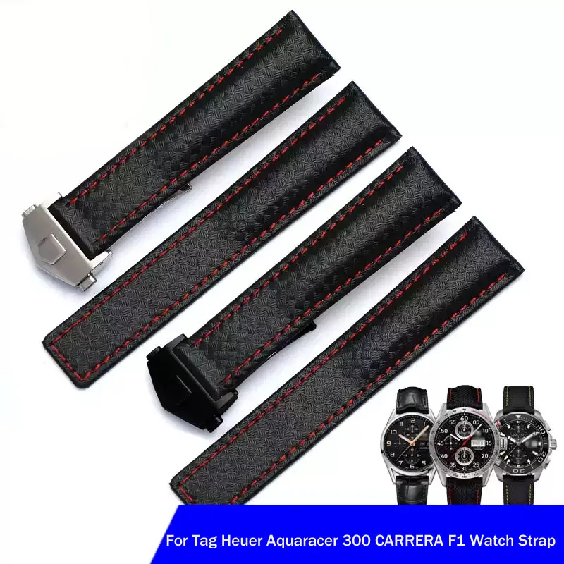 Men 20mm 22mm Carbon fiber textured cowhide black red strap For Tag Heuer Aquaracer 300 CARRERA F1 Watch Strap Bracelet
Men 20mm 22mm Carbon fiber textured cowhide black red strap For Tag Heuer Aquaracer 300 CARRERA F1 Watch Strap Bracelet