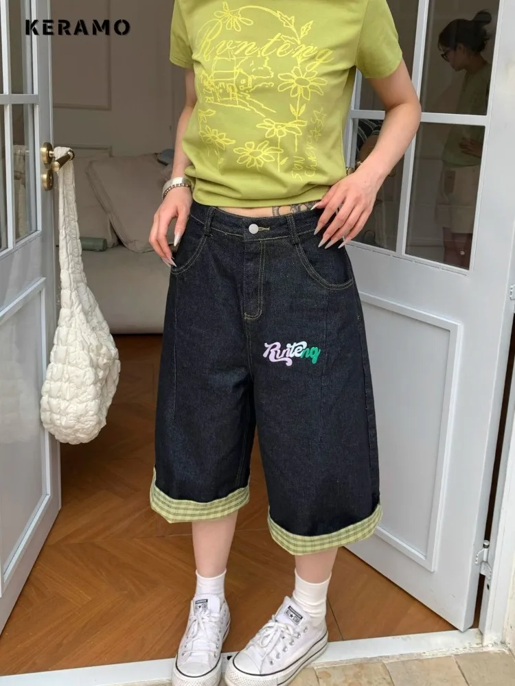 Y2K Style Harajuku Plaid Patchwork Jeans Women's Casual 2000S Calf Length Pants 2025 Summer Punk Street Baggy Denim Trouser
Y2K Style Harajuku Plaid Patchwork Jeans Women's Casual 2000S Calf Length Pants 2025 Summer Punk Street Baggy Denim Trouser