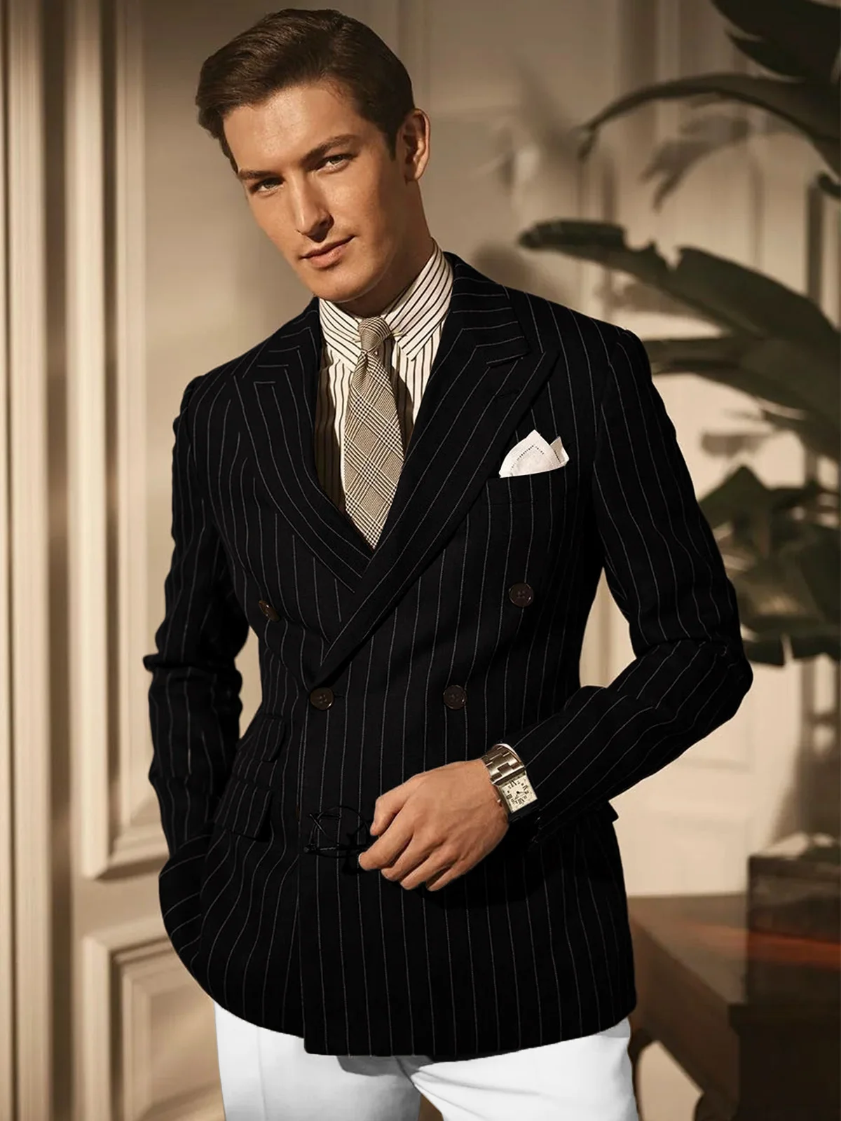 AnnieBritney Spring Stripe Suits for Men Slim Fit Peaked Lapel Double-Breasted Business Man Suit Blazer Traje Boda Hombre
AnnieBritney Spring Stripe Suits for Men Slim Fit Peaked Lapel Double-Breasted Business Man Suit Blazer Traje Boda Hombre