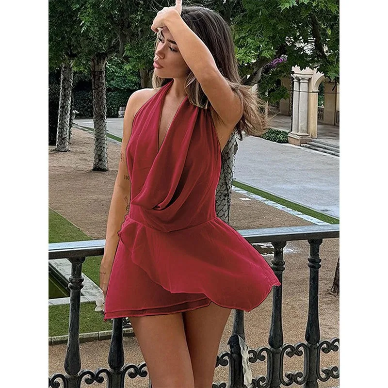 CHRONSTYLE Women Sexy Slim Fit Low Cut Mini Dress Y2K Backless Halter Deep V Neck Mesh Short Dress Elegant Evening Vestidos 2023
CHRONSTYLE Women Sexy Slim Fit Low Cut Mini Dress Y2K Backless Halter Deep V Neck Mesh Short Dress Elegant Evening Vestidos 2023