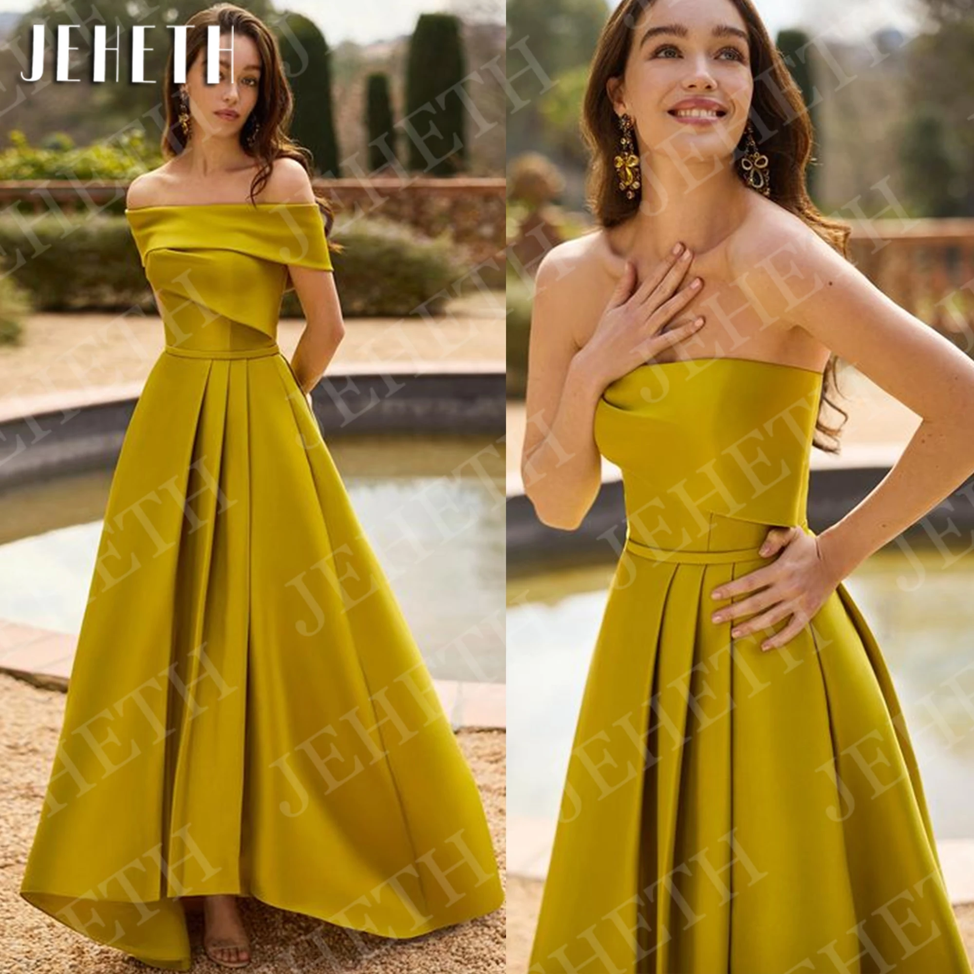 JEHETH Satin Off Shoulder Evening Dress Elegant High Low A Line Pleated Formal Party Dresses Customized vestido invitada boda
JEHETH Satin Off Shoulder Evening Dress Elegant High Low A Line Pleated Formal Party Dresses Customized vestido invitada boda