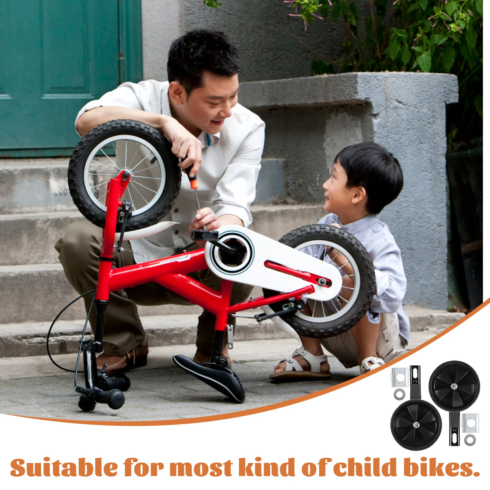 Auxiliary Wheel Accessories 12-16 Inch Black Kids Bike Stabilisers Durable Safe Easy Installation Training Wheels for Children
Auxiliary Wheel Accessories 12-16 Inch Black Kids Bike Stabilisers Durable Safe Easy Installation Training Wheels for Children