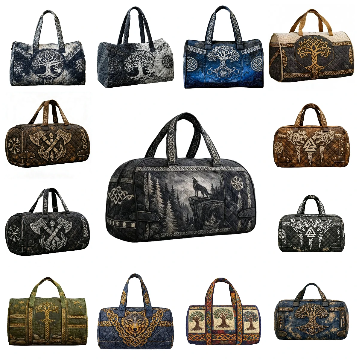 Vintage Norse Viking Print Quilted Duffle Bag Camping Road Trips Travel Tote Women Men Weekender Bag
Vintage Norse Viking Print Quilted Duffle Bag Camping Road Trips Travel Tote Women Men Weekender Bag