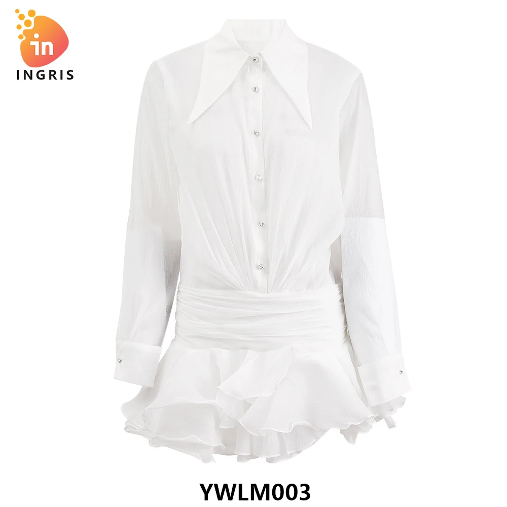Sexy Office Lapel Ruffled Shirt Dress Women's Summer New Single-breasted Pleated Tight Waist Short Dress-YWLM003
Sexy Office Lapel Ruffled Shirt Dress Women's Summer New Single-breasted Pleated Tight Waist Short Dress-YWLM003