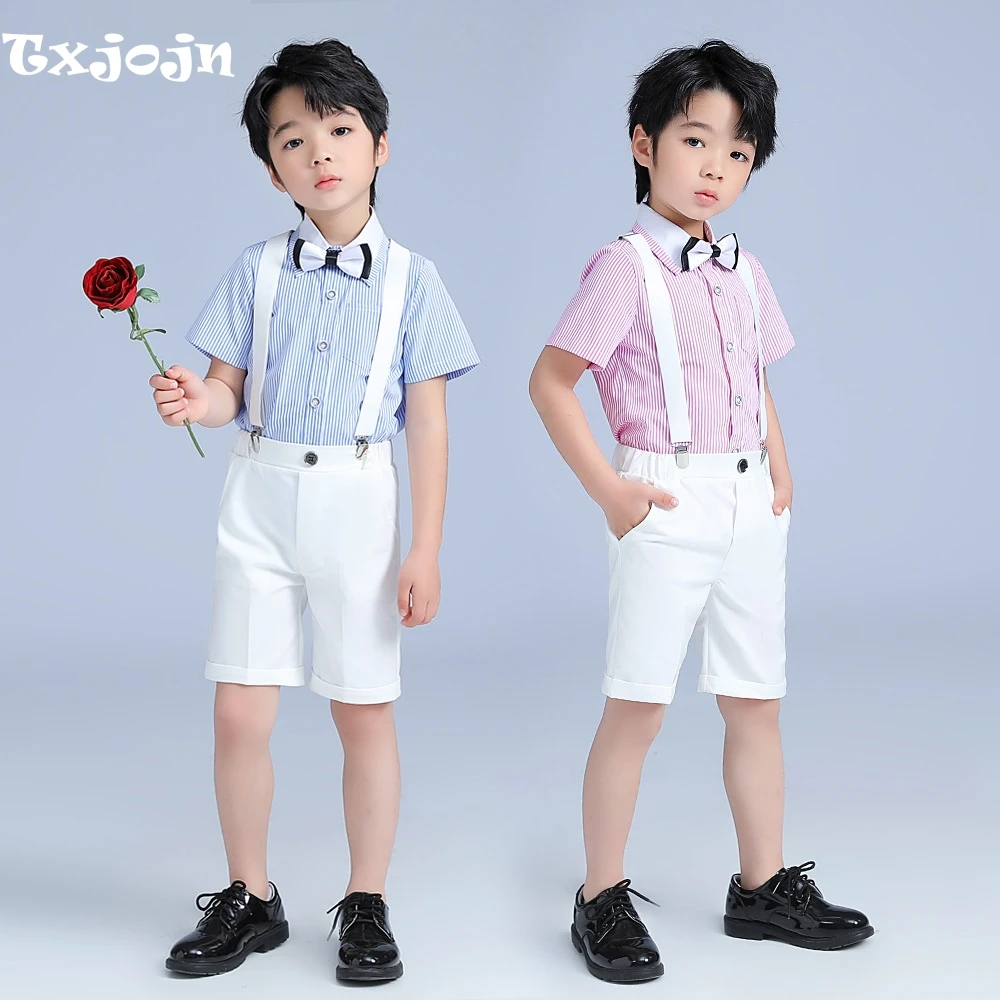 Boys Casual Striped Overalls Sets 4 Pieces With Shirt Pants Straps Bow-tie School Performance Wear Summer Kids Clothes In Stock
Boys Casual Striped Overalls Sets 4 Pieces With Shirt Pants Straps Bow-tie School Performance Wear Summer Kids Clothes In Stock
