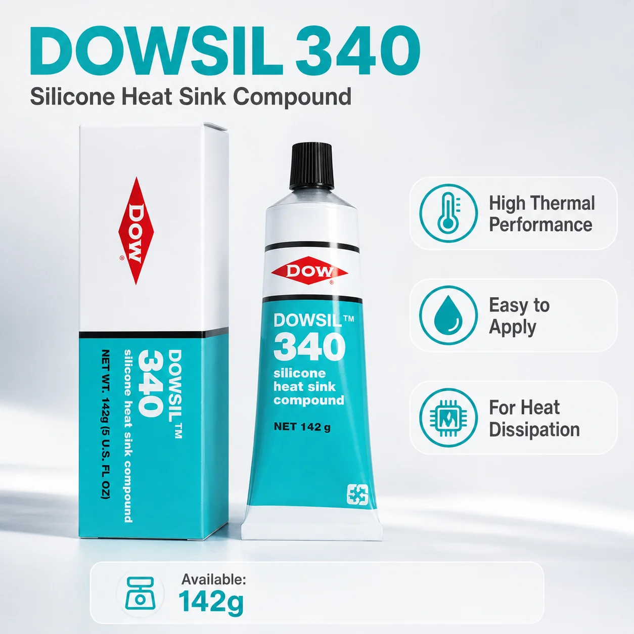 DOWSIL 340 DC340 Silicone Heat Sink Compound 142g Non-Curing Thermal Grease for CPU GPU LED Heat Sink Power Module