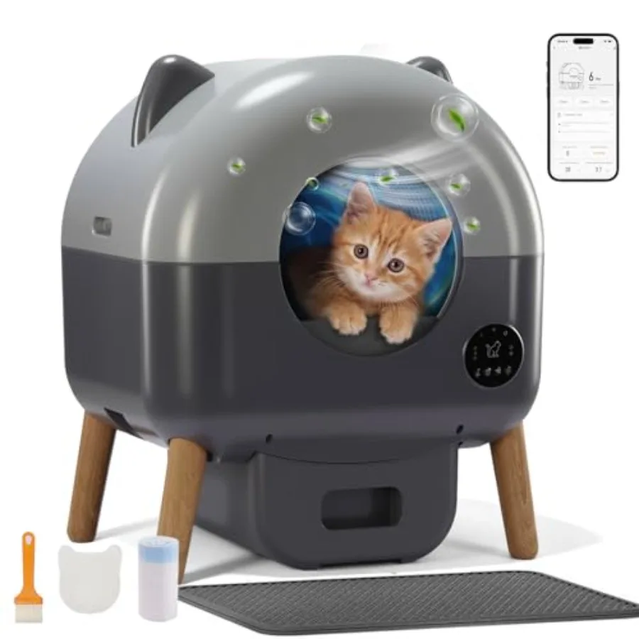 Automatic Self-Cleaning Cat Litter Box with App Control Safety Sensors Easy-Clean Waste Bin for Multi-Cat Homes Plastic Gray Sm
Automatic Self-Cleaning Cat Litter Box with App Control Safety Sensors Easy-Clean Waste Bin for Multi-Cat Homes Plastic Gray Sm