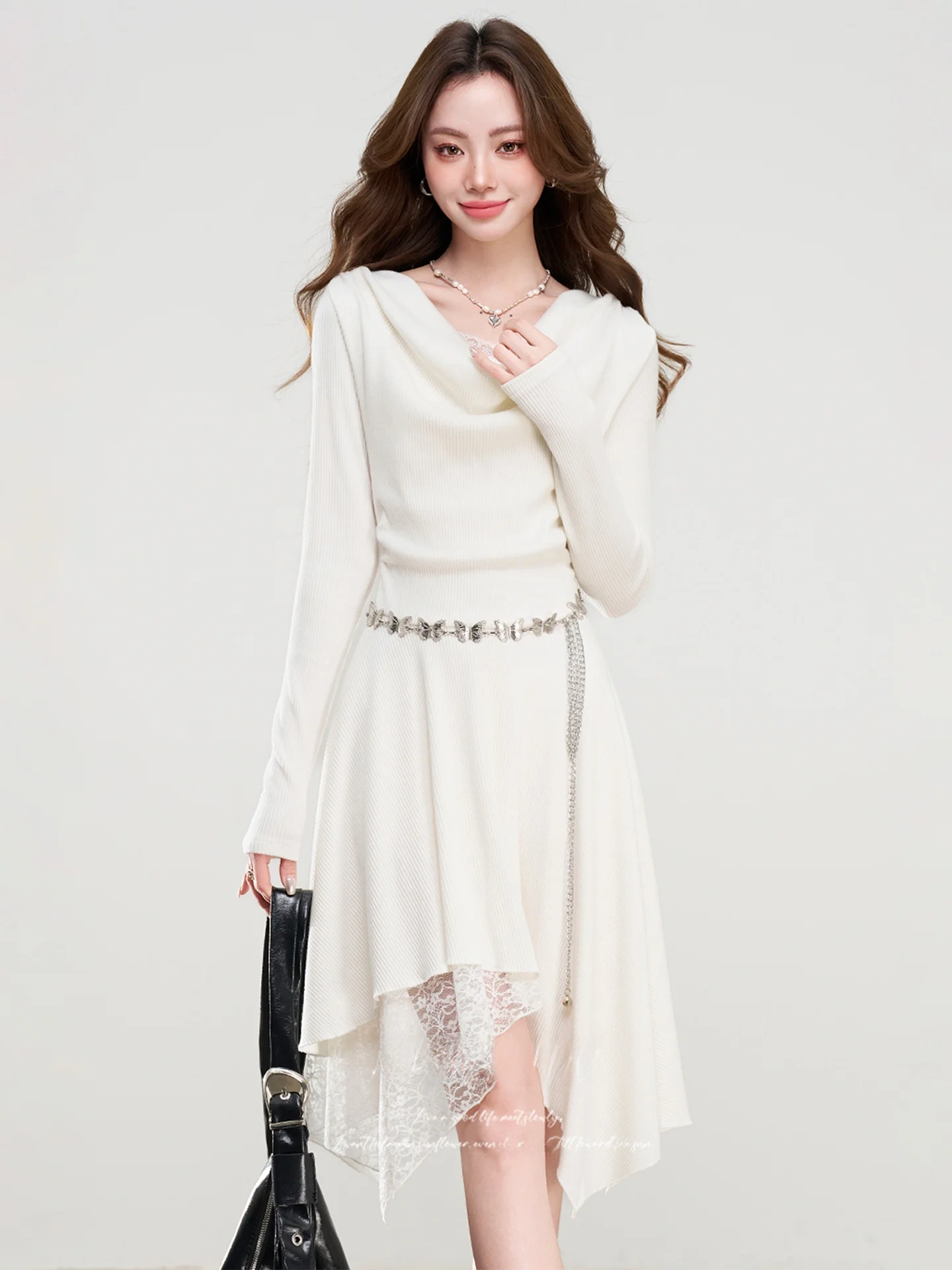 Spring French Sle Lace Splice Women's Dr Waist-Cut ort Skirt Long Sve High Waist A-Line Dr Suitable for Daily Wear
Spring French Sle Lace Splice Women's Dr Waist-Cut ort Skirt Long Sve High Waist A-Line Dr Suitable for Daily Wear