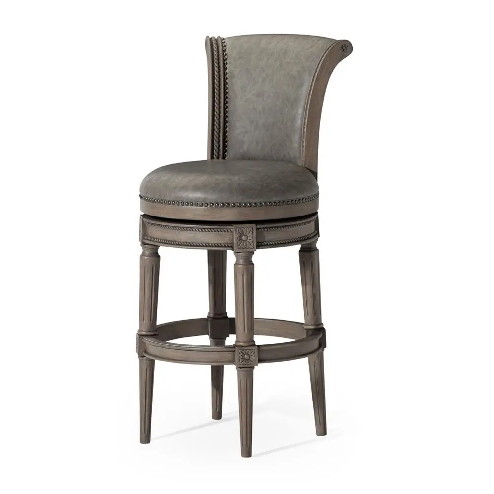 Pullman Bar Stool 31 Inch Swivel Stool with Footrest Grey Solid Wood Frame amp Grey Faux Leather holstery Perfect for Bars, P
Pullman Bar Stool 31 Inch Swivel Stool with Footrest Grey Solid Wood Frame amp Grey Faux Leather holstery Perfect for Bars, P