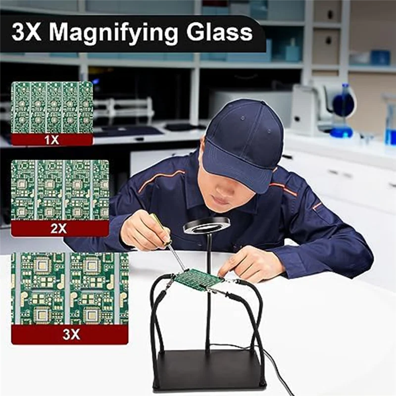 A45Z-Soldering Tool With 3 LED Magnifying Lights PCB Holder 4 Flex Arm Soldering Stations For Electronic Soldering Repair Jewelr
A45Z-Soldering Tool With 3 LED Magnifying Lights PCB Holder 4 Flex Arm Soldering Stations For Electronic Soldering Repair Jewelr