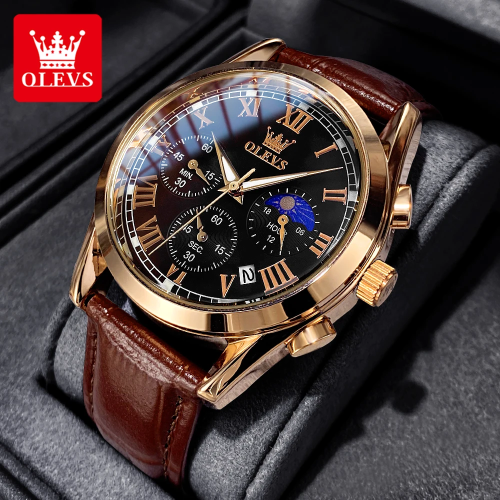 OLEVS 2871 Men Watch Luxury Business Moon Phase Date Chronograph Leather Strap Men Waterproof Original Leisure Sports Men Watch
OLEVS 2871 Men Watch Luxury Business Moon Phase Date Chronograph Leather Strap Men Waterproof Original Leisure Sports Men Watch