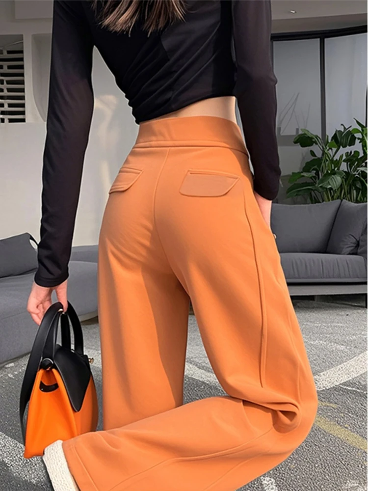 High Waist Fce Lined Thiened Orange Sweatpants Straight Leg Wide Leg Casual Pants Korean Sle Spring New Arrival
High Waist Fce Lined Thiened Orange Sweatpants Straight Leg Wide Leg Casual Pants Korean Sle Spring New Arrival