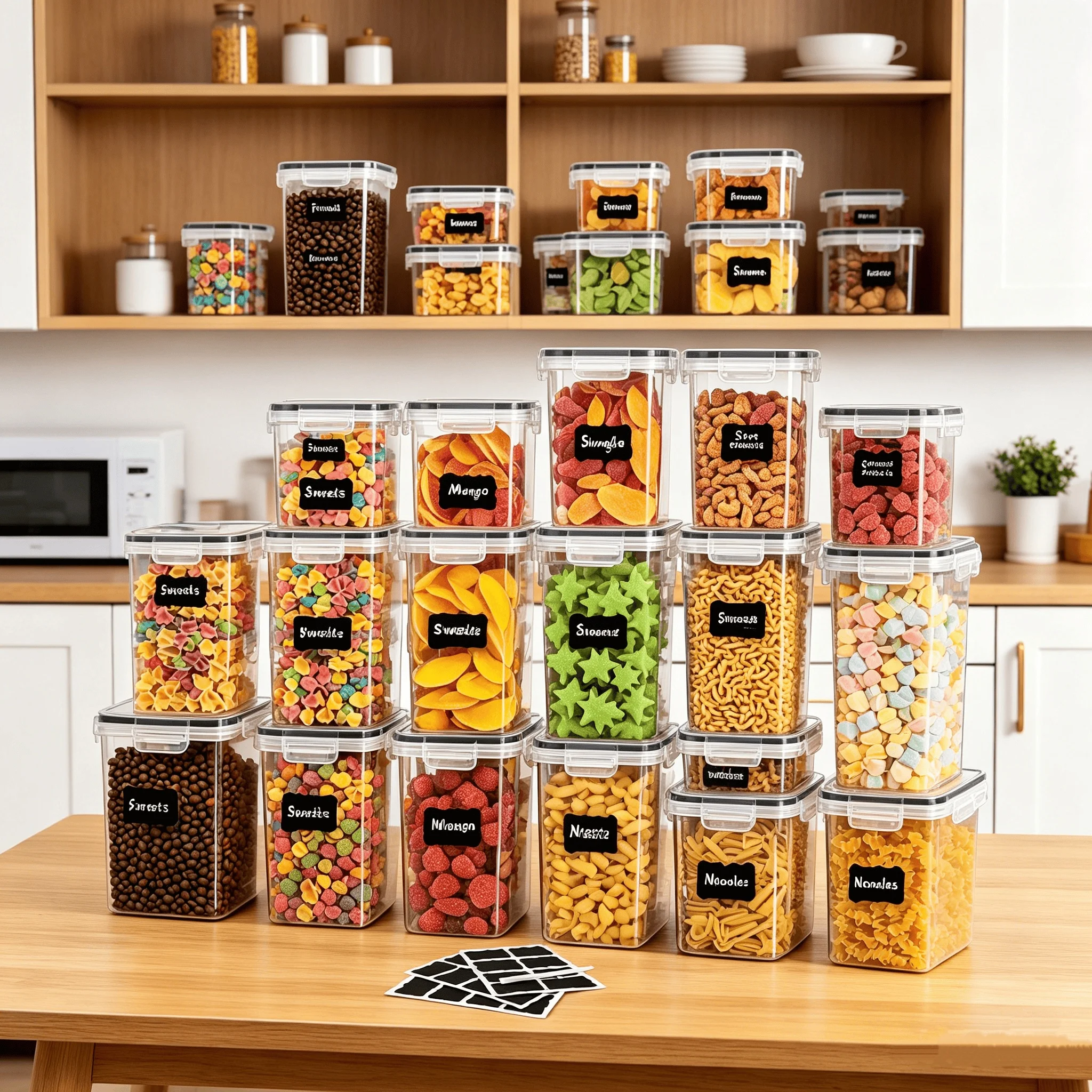 15PCS-storage containers,Complete food storage containers with LIDS, clear food jars, moisture-proof sealed crisper for cereals, rice, pasta, tea, nuts and coffee beans, plastic food storage jars, home kitchen serving items
15PCS-storage containers,Complete food storage containers with LIDS, clear food jars, moisture-proof sealed crisper for cereals, rice, pasta, tea, nuts and coffee beans, plastic food storage jars, home kitchen serving items